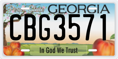 GA license plate CBG3571