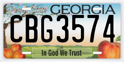 GA license plate CBG3574