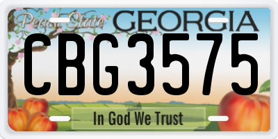 GA license plate CBG3575