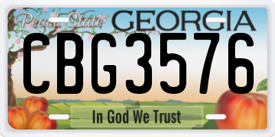 GA license plate CBG3576