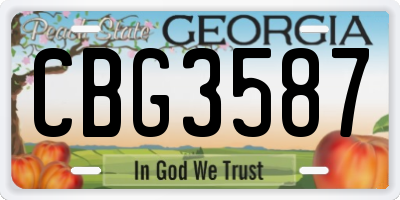 GA license plate CBG3587