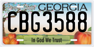 GA license plate CBG3588