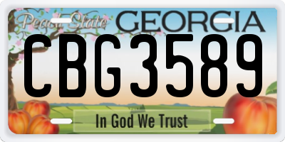 GA license plate CBG3589
