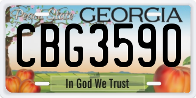 GA license plate CBG3590