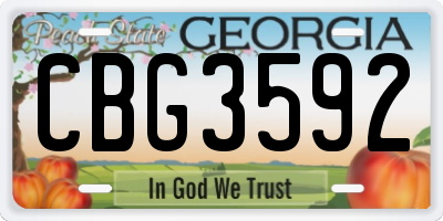 GA license plate CBG3592