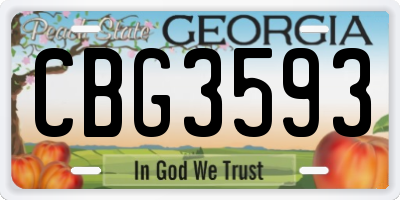 GA license plate CBG3593