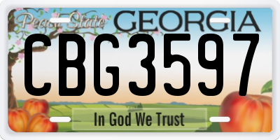 GA license plate CBG3597