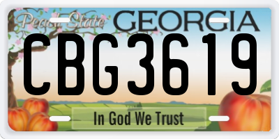 GA license plate CBG3619