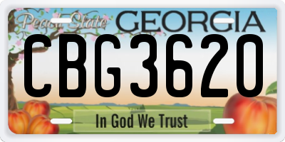 GA license plate CBG3620