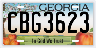 GA license plate CBG3623