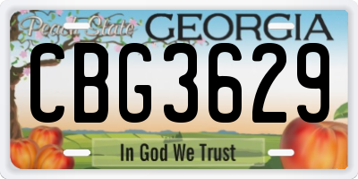GA license plate CBG3629