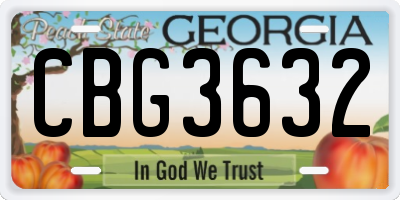GA license plate CBG3632