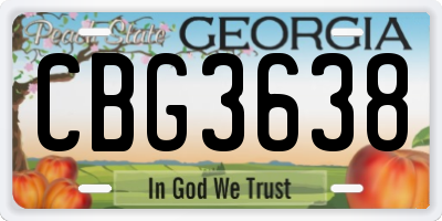 GA license plate CBG3638