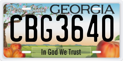 GA license plate CBG3640