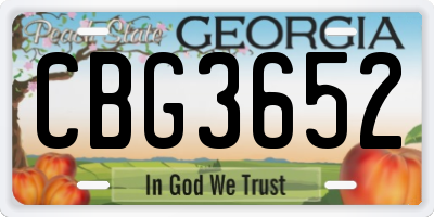 GA license plate CBG3652