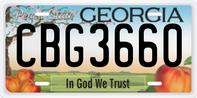 GA license plate CBG3660