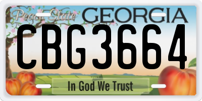GA license plate CBG3664