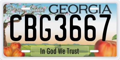 GA license plate CBG3667