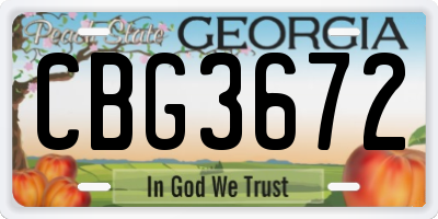 GA license plate CBG3672