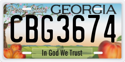 GA license plate CBG3674