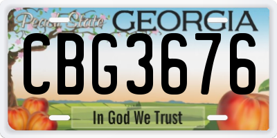 GA license plate CBG3676
