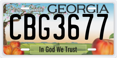 GA license plate CBG3677