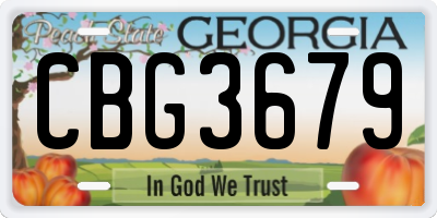 GA license plate CBG3679