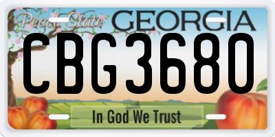 GA license plate CBG3680