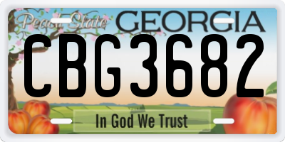 GA license plate CBG3682
