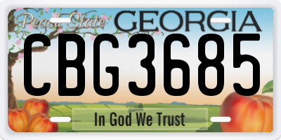 GA license plate CBG3685
