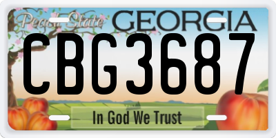 GA license plate CBG3687