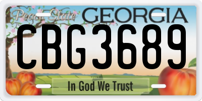 GA license plate CBG3689