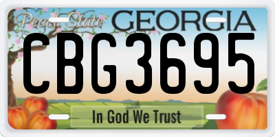 GA license plate CBG3695