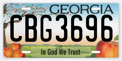 GA license plate CBG3696