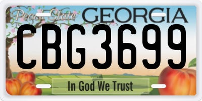 GA license plate CBG3699