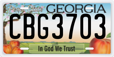 GA license plate CBG3703