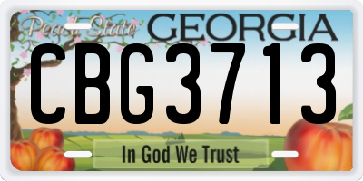GA license plate CBG3713