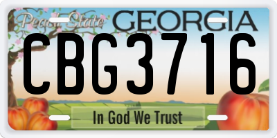 GA license plate CBG3716