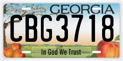 GA license plate CBG3718