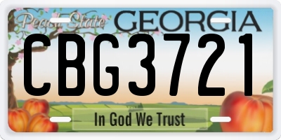 GA license plate CBG3721