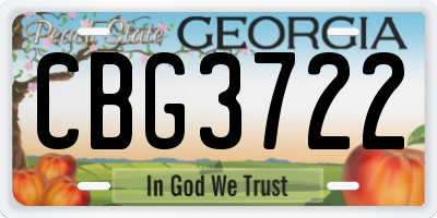 GA license plate CBG3722