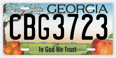 GA license plate CBG3723