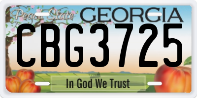 GA license plate CBG3725