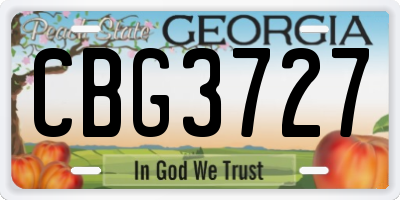 GA license plate CBG3727