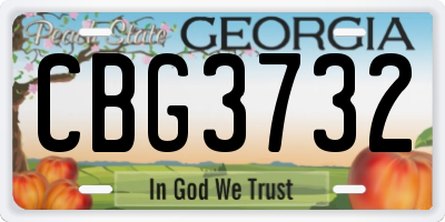 GA license plate CBG3732