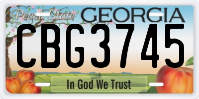 GA license plate CBG3745