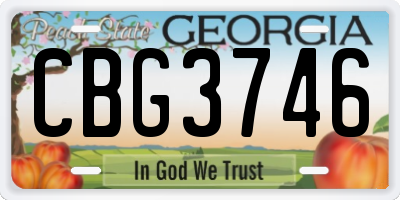 GA license plate CBG3746