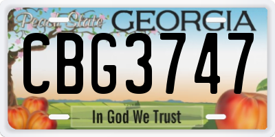 GA license plate CBG3747