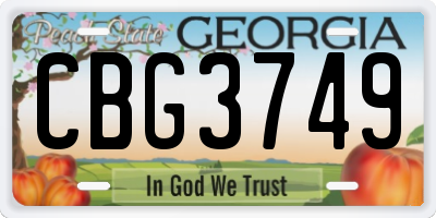 GA license plate CBG3749