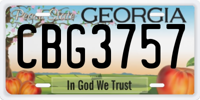 GA license plate CBG3757